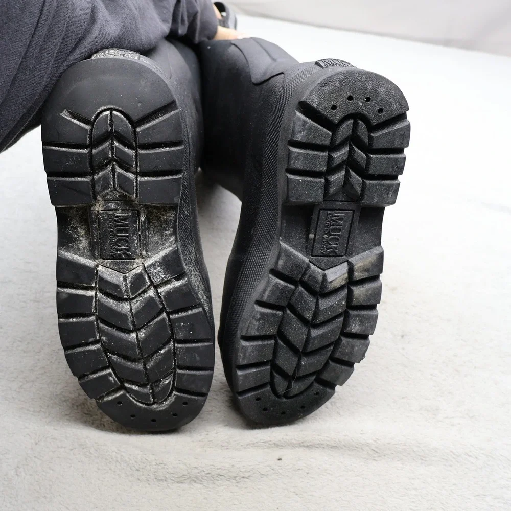 Muck Men 6M Rain Boots Black Rubber Chore Tall Steel Toe Work Waterproof Utility